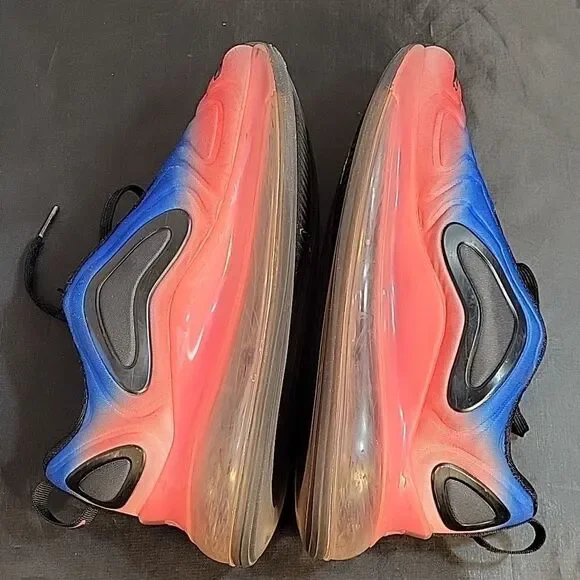 NIKE AIR MAX 720 GS BLACK RACER BLUE LACE-UP CLOSURE SNEAKER G1 - Picture 13 of 15